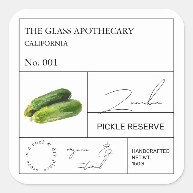 Etiqueta apothecary Zucchini (Anverso)
