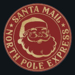 Etiqueta aprobada para el polo norte de Santa Seal<br><div class="desc">El retro lindo Santa Claus Seal - Entrega especial del Polo Norte Captura el encanto y la nostalgia de la temporada navideña con nuestro exquisito Pegatina Vintage Santa Claus. Diseñado para añadir una capa adicional de encanto a sus saludos festivos, regalos e invitaciones, este pegatina es una forma encantadora de...</div>