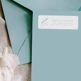 Etiqueta Aqua Ampersand Monogram Return Address Labels