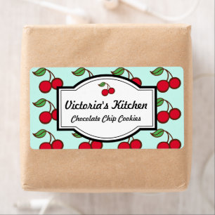 Etiqueta Aqua Big Cherry Personalized Kitchen Labels