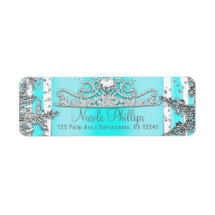 Etiqueta Aqua Blue & Silver Winter Wonderland Snowflakes