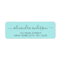 Aqua Blue Verde azulada Silver Script Typography B