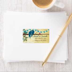 Etiqueta Aqua Bunting Vintage Love Birds