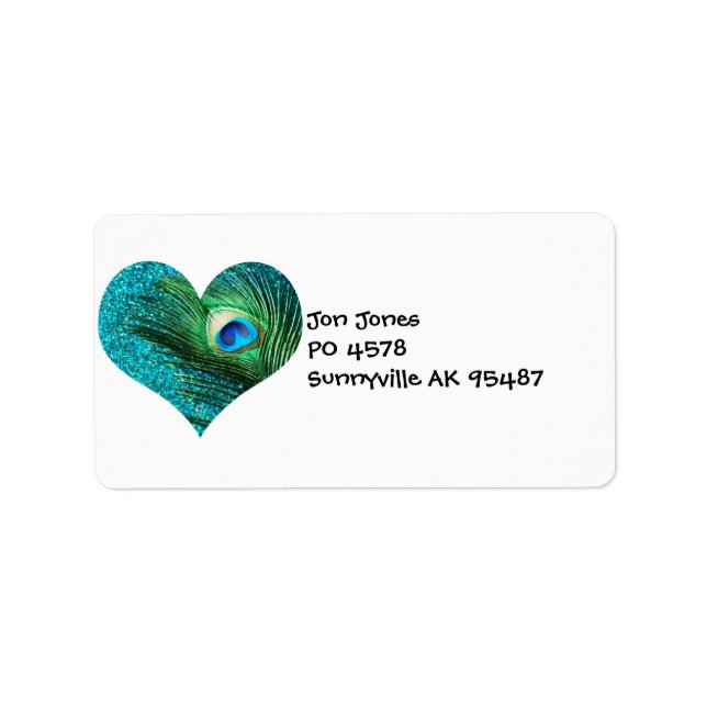 Etiqueta Aqua Peacock Heart (Frente)