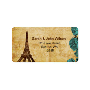 Etiqueta aqua vintage eiffel tower Paris