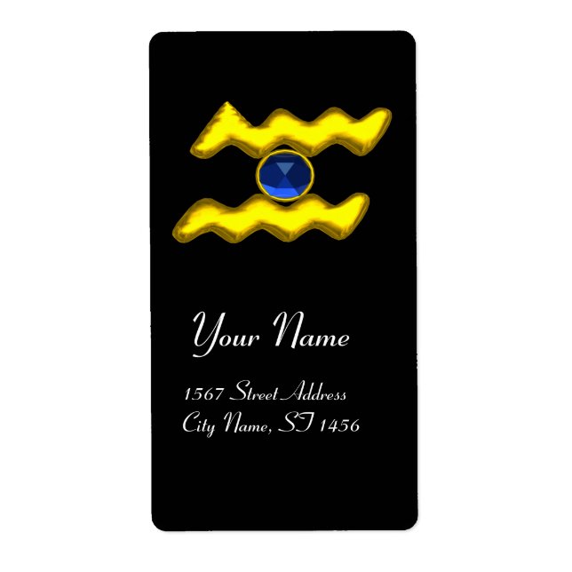 Etiqueta AQUARIUS ZODIAC BIRTHDAY Blue Sapphire (Frente)