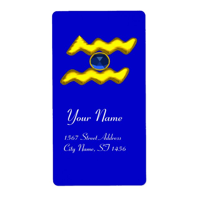 Etiqueta AQUARIUS ZODIAC BIRTHDAY Blue Sapphire (Frente)