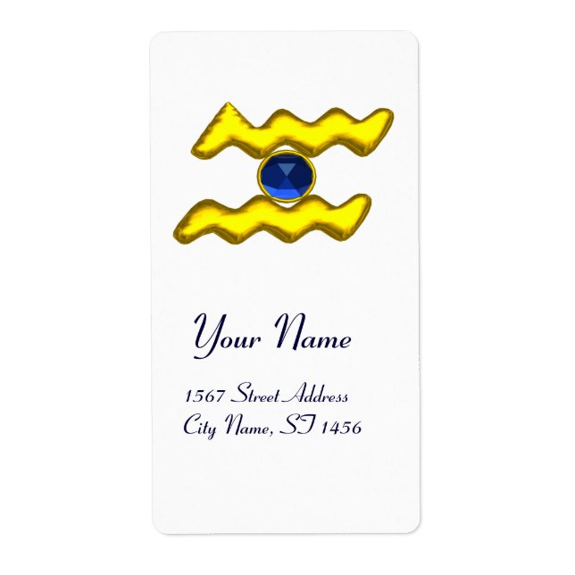 Etiqueta AQUARIUS ZODIAC BIRTHDAY Blue Sapphire (Frente)