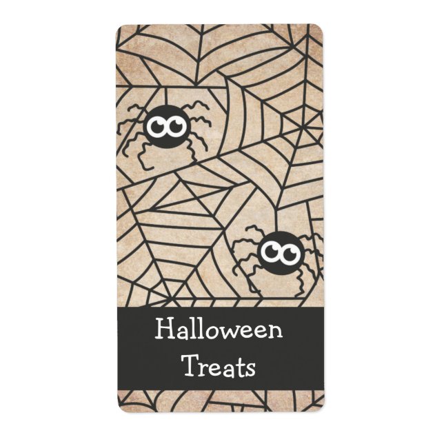 Etiqueta Arañas Lindas, Halloween, Grunge y Áspero (Frente)