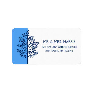 Etiqueta Árbol blanco de la marina de guerra azul de la
