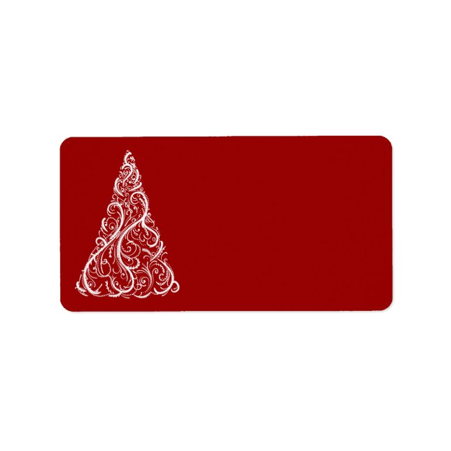 Etiqueta Árbol blanco de Navidad en rojo (Frente)