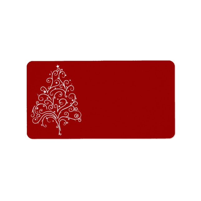 Etiqueta Árbol blanco de Navidad en rojo (Frente)
