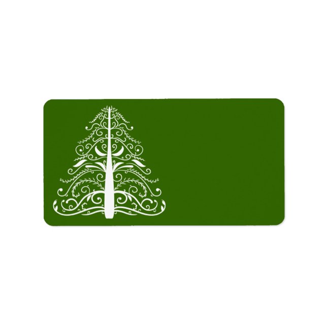 Etiqueta Árbol blanco de Navidad en verde (Frente)