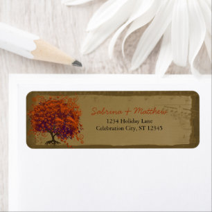 Etiqueta Árbol caprichoso con hojas en forma de corazón nar