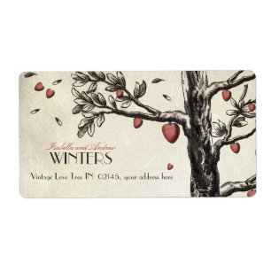 Etiqueta Árbol de amor del vintage