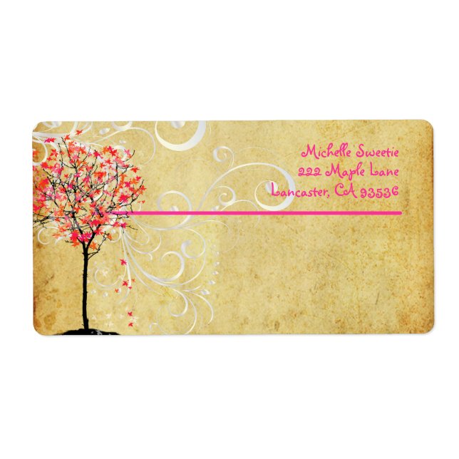 Etiqueta Árbol de arce rosa PixDezines (Frente)