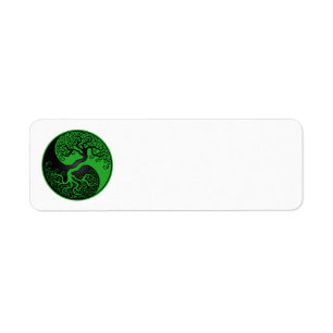 Etiqueta Árbol de la vida verde y negro Yin Yang