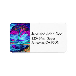 Etiqueta Árbol de meditación de la vida en morado