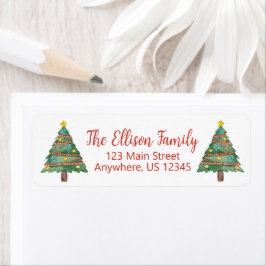 Etiqueta Árbol de Navidad acuarela