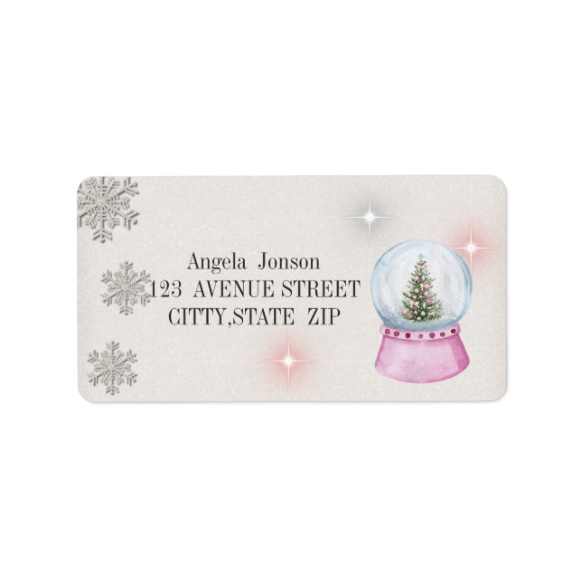 Etiqueta Árbol de Navidad acuarela, globo (Frente)