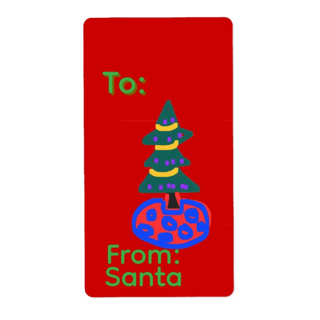 Etiqueta árbol de Navidad alegre (Frente)
