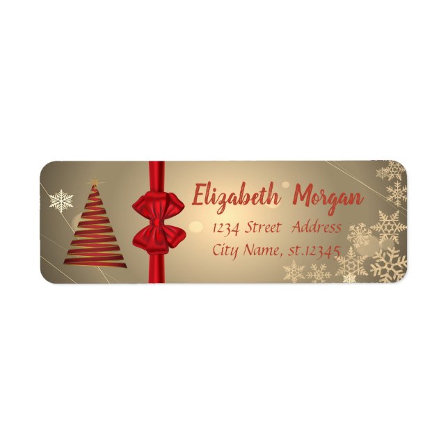 Etiqueta Árbol de Navidad, arveja roja, festividad de copas (Frente)