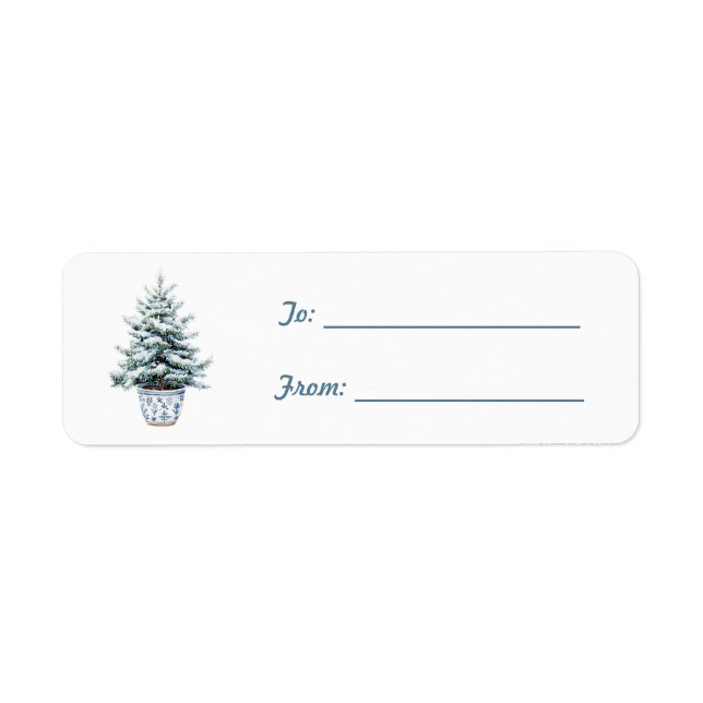 Etiqueta Árbol de Navidad Azul  (Frente)