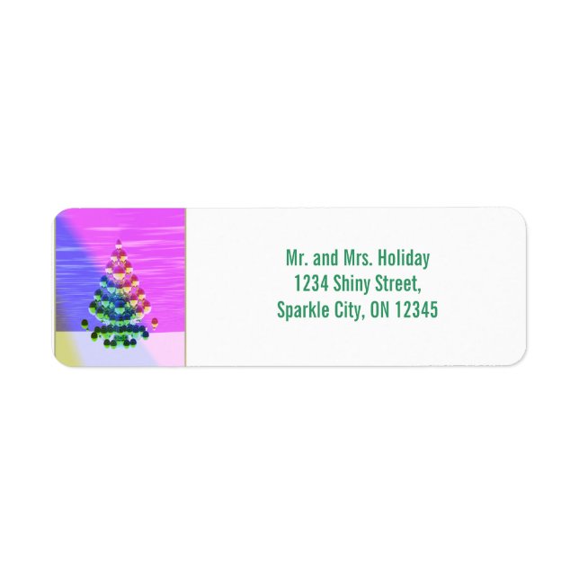 Etiqueta Árbol de Navidad brillante (Frente)