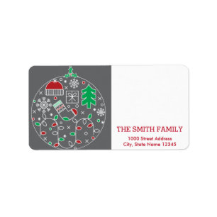 Etiqueta Árbol de Navidad con fondo de nieve