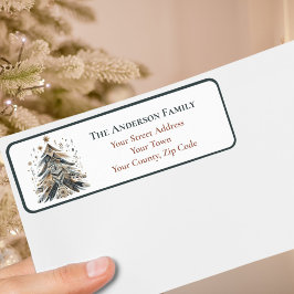 Etiqueta Árbol de Navidad con Plumas Estilo Boho Acuarela d