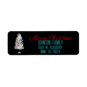 Etiqueta Árbol de Navidad de aluminio retro