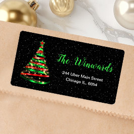 Etiqueta Árbol de Navidad de cinta roja y verde