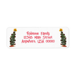 Etiqueta Árbol de Navidad de flores de prensa amarillas y s