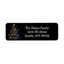 Etiqueta Árbol de Navidad del autismo colorido