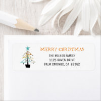 Árbol de Navidad divertido retro a mediados del si