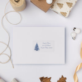 Etiqueta Árbol de Navidad en personalizable azul Delft