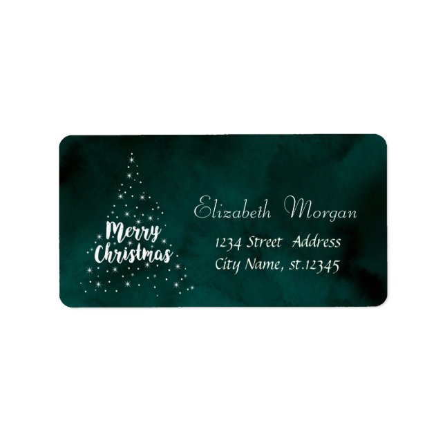 Etiqueta Árbol de Navidad, estrellas, verde (Frente)