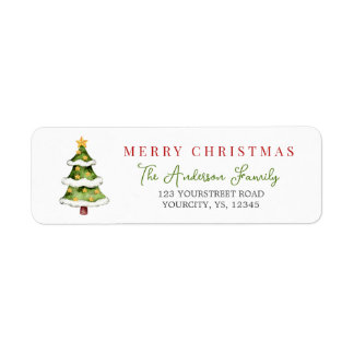 Etiqueta Árbol de Navidad Feliz Navidad verde