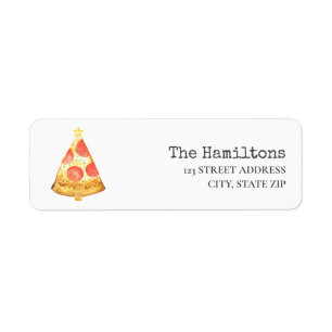 Etiqueta Árbol de Navidad festivo Pizza Pepperoni