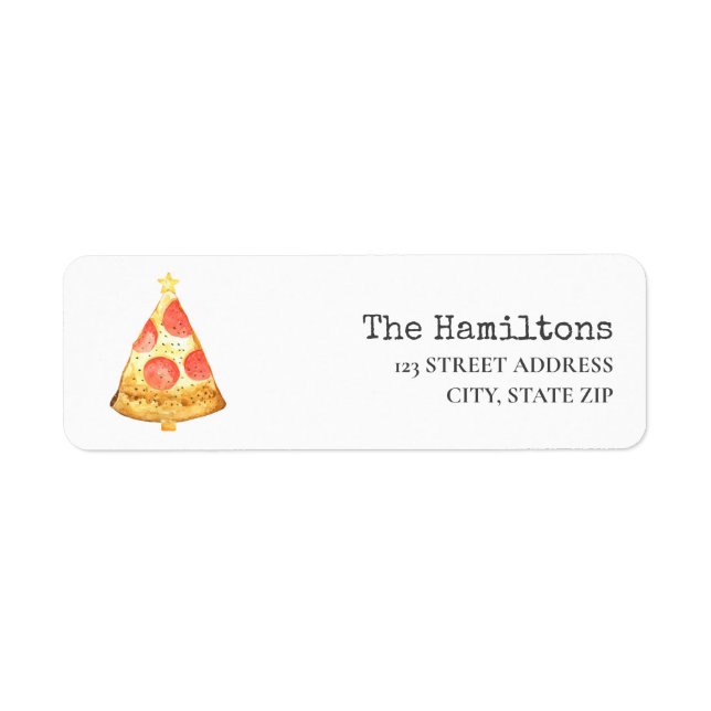 Etiqueta Árbol de Navidad festivo Pizza Pepperoni (Frente)