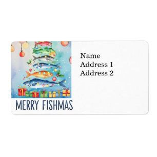 Etiqueta Árbol de Navidad Fishing Merry Fishmas