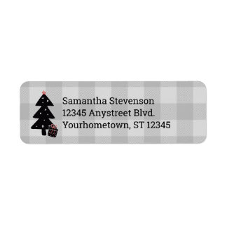 Etiqueta Árbol de Navidad negro y gris
