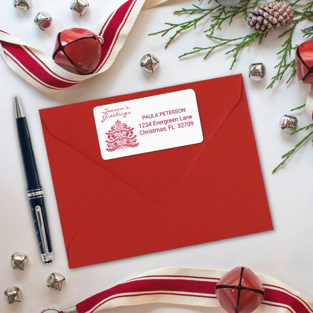 Etiqueta Árbol de Navidad Nórdico Escandinavo Rojo (Subido por el creador)