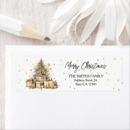 Etiqueta Árbol de Navidad Retro Gold