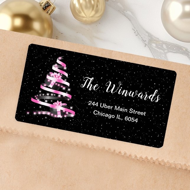 Etiqueta Árbol de Navidad rosa y negro (Subido por el creador)