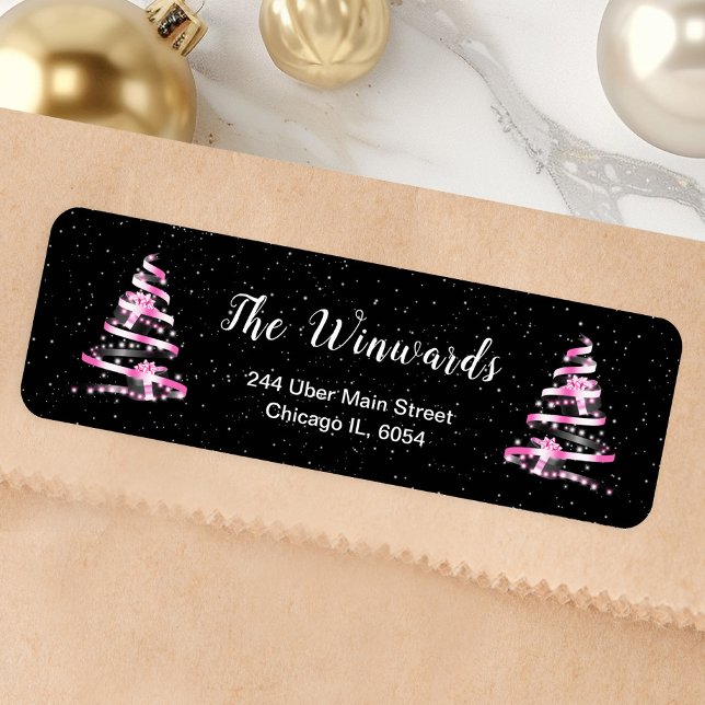 Etiqueta Árbol de Navidad rosa y negro (Subido por el creador)