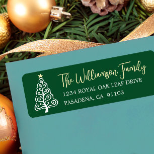 Etiqueta Árbol de Navidad Verde Caprichoso y Divertido con 