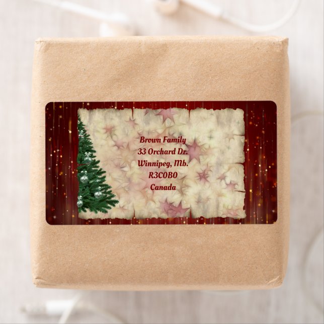 Etiqueta Árbol de Navidad y tema estrellado (In situ)