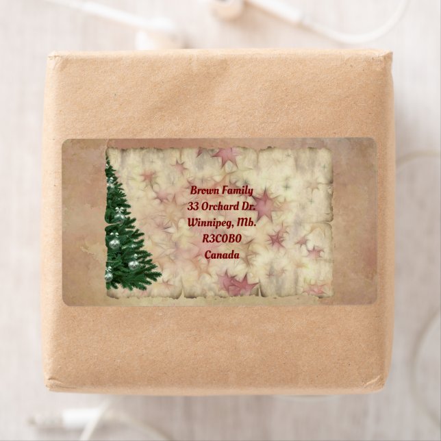 Etiqueta Árbol de Navidad y tema estrellado (In situ)