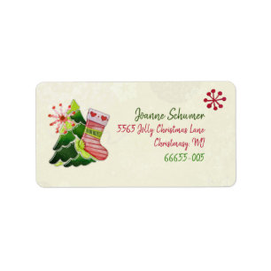 Etiqueta Árbol de Navidad y Whimsey aleteado